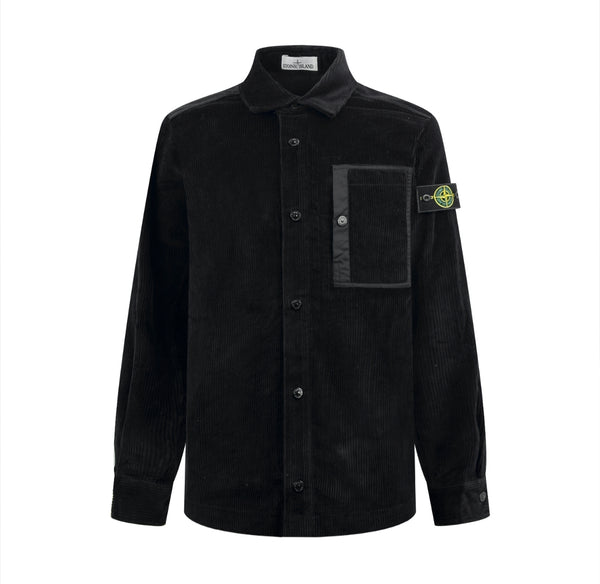 Camicia overshirt in velluto a coste Stone Island – Nera
