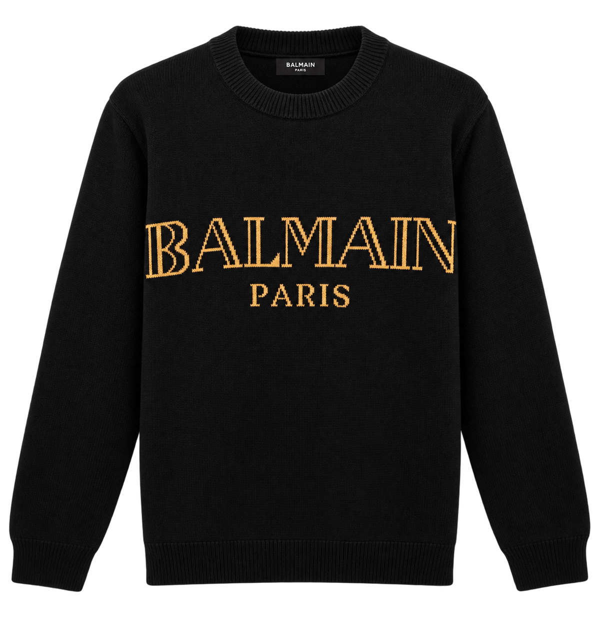 Balmain Paris Logo Knit Sweater – Black/Gold