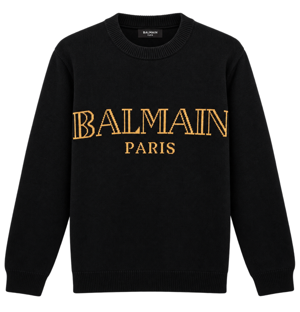 Maglione Balmain Paris con logo in maglia – Nero/Oro