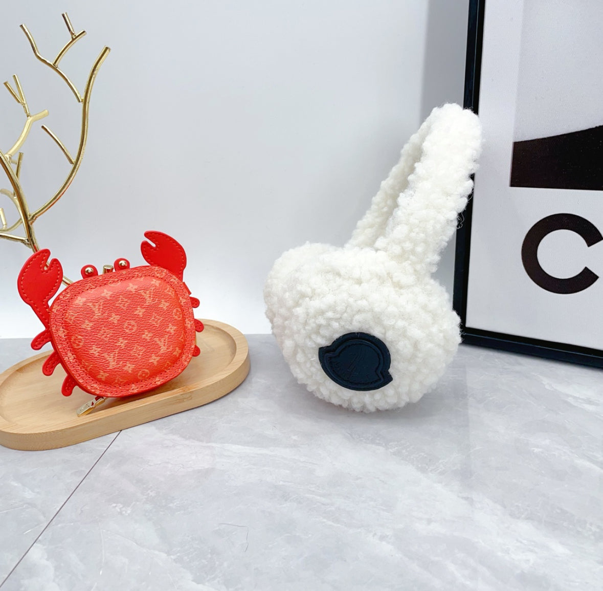 Moncler Teddy Fleece Bunny Earmuffs – White
