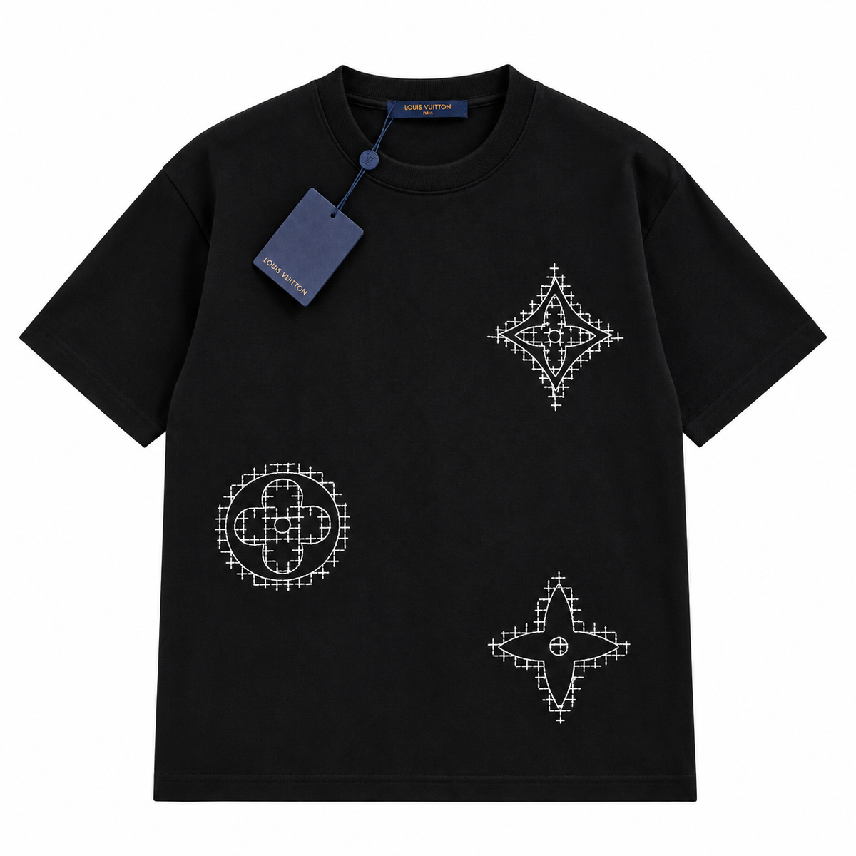 Louis Vuitton Embroidered Monogram T-Shirt – Black