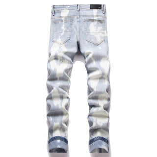 Amiri Light Blue Camouflage Distressed Jeans