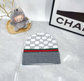 Gucci GG Pattern Web Stripe Beanie – White/Grey