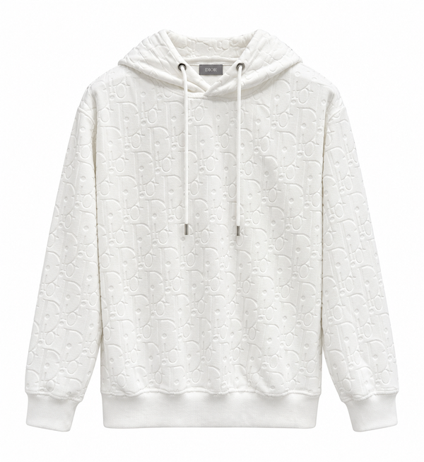 Felpa con cappuccio Dior Oblique in rilievo – Bianca