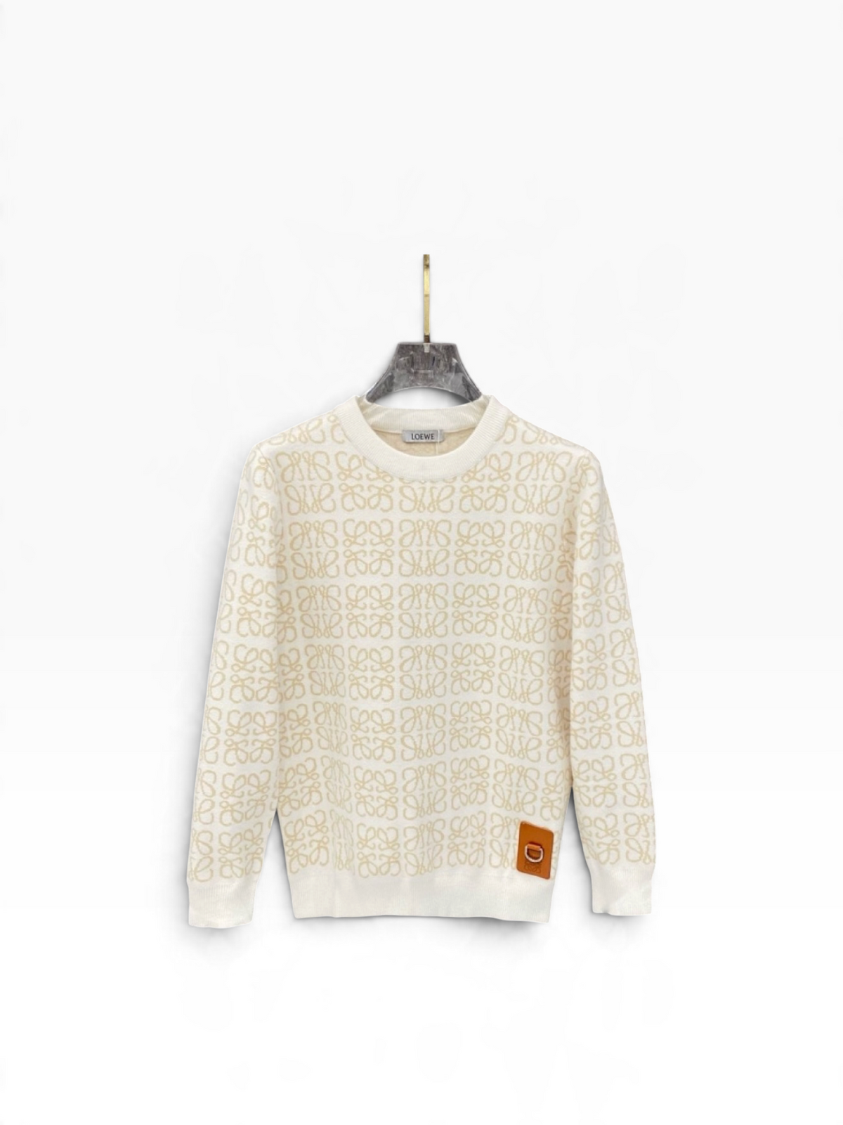 Loewe Anagram Knit Sweater – Beige/White