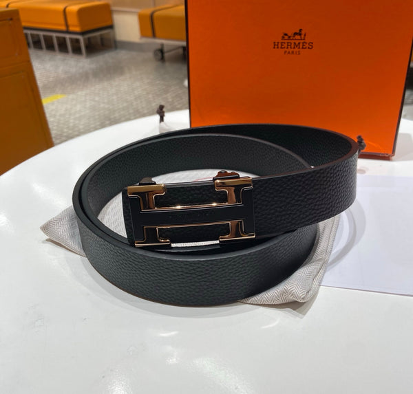 Hermès H Belt – Black/Gold