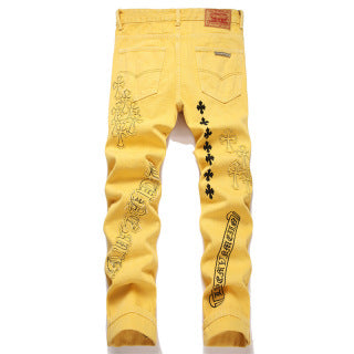 Chrome Hearts Yellow Cross Patch Jeans