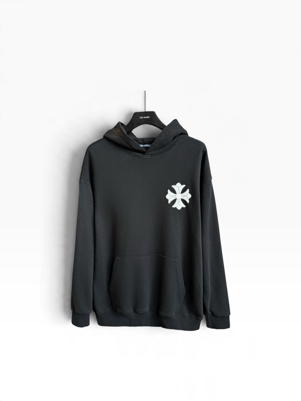 Felpa con cappuccio nera Chrome Hearts Cross Patch
