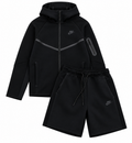 Nike Tech Fleece Full-Zip Hoodie & Shorts Set Full Black