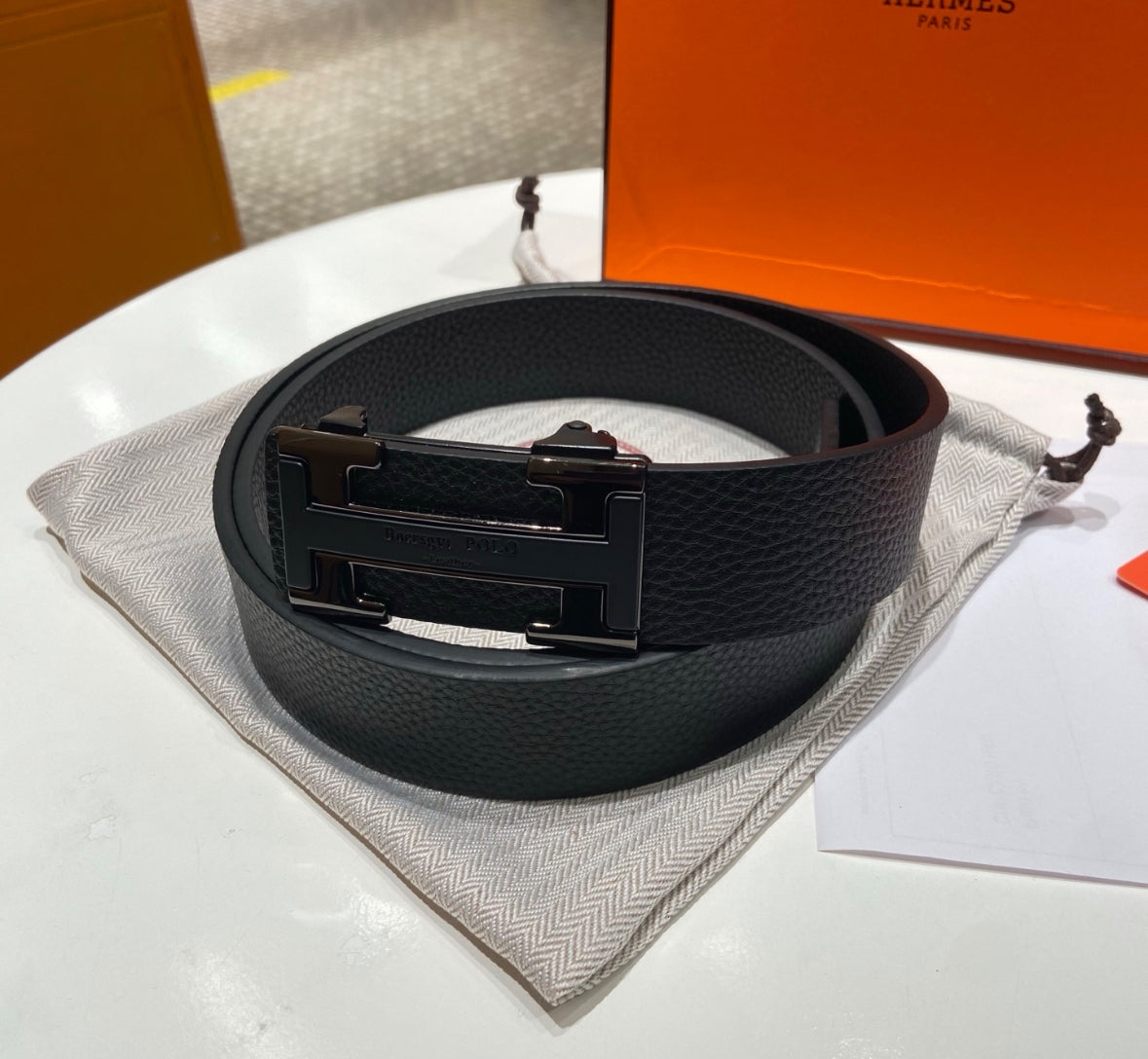 Hermès H Belt – Black/Gunmetal