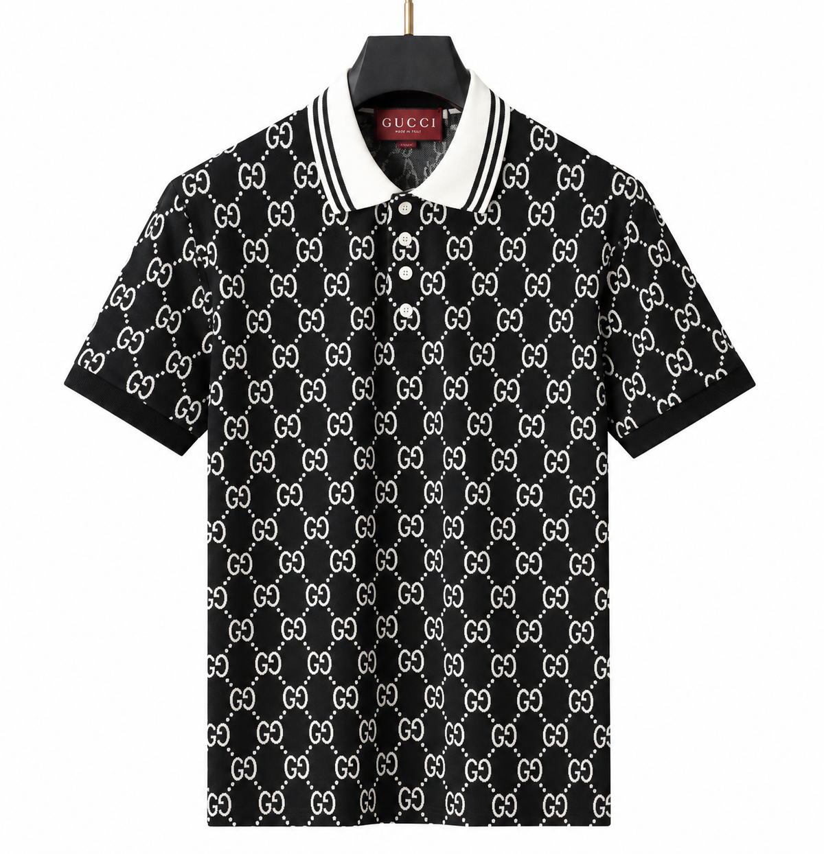 Gucci GG Jacquard Polo Shirt – Black/White