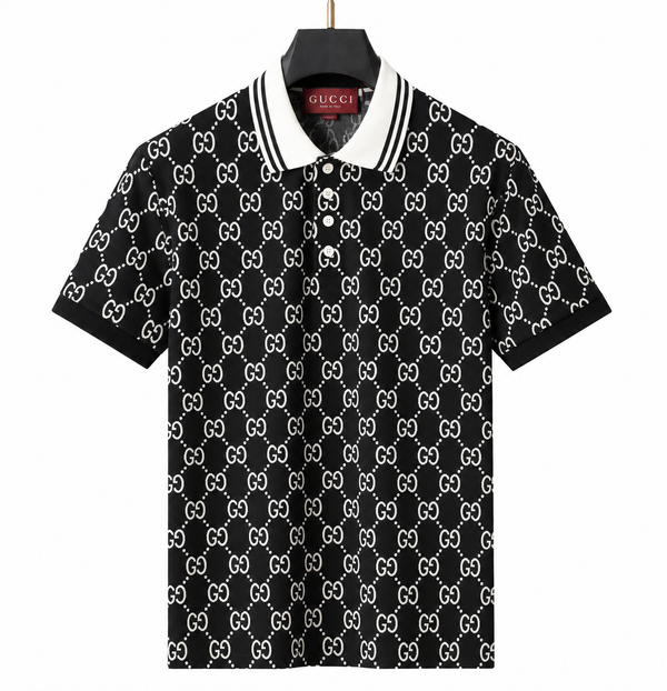 Gucci GG Jacquard Polo Shirt – Black/White