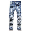 Amiri Blue Palm Tree Distressed Jeans