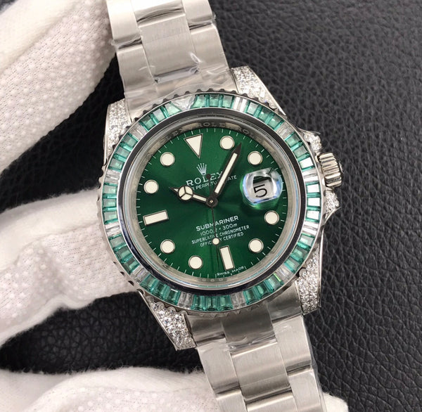 Rolex Submariner Date Green Emerald Bezel Diamond Edition