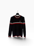 Moncler Tricolor Stripe Logo Sweater – Black