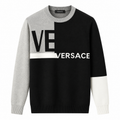 Versace Color-Block Logo Sweater - Black/Grey/White