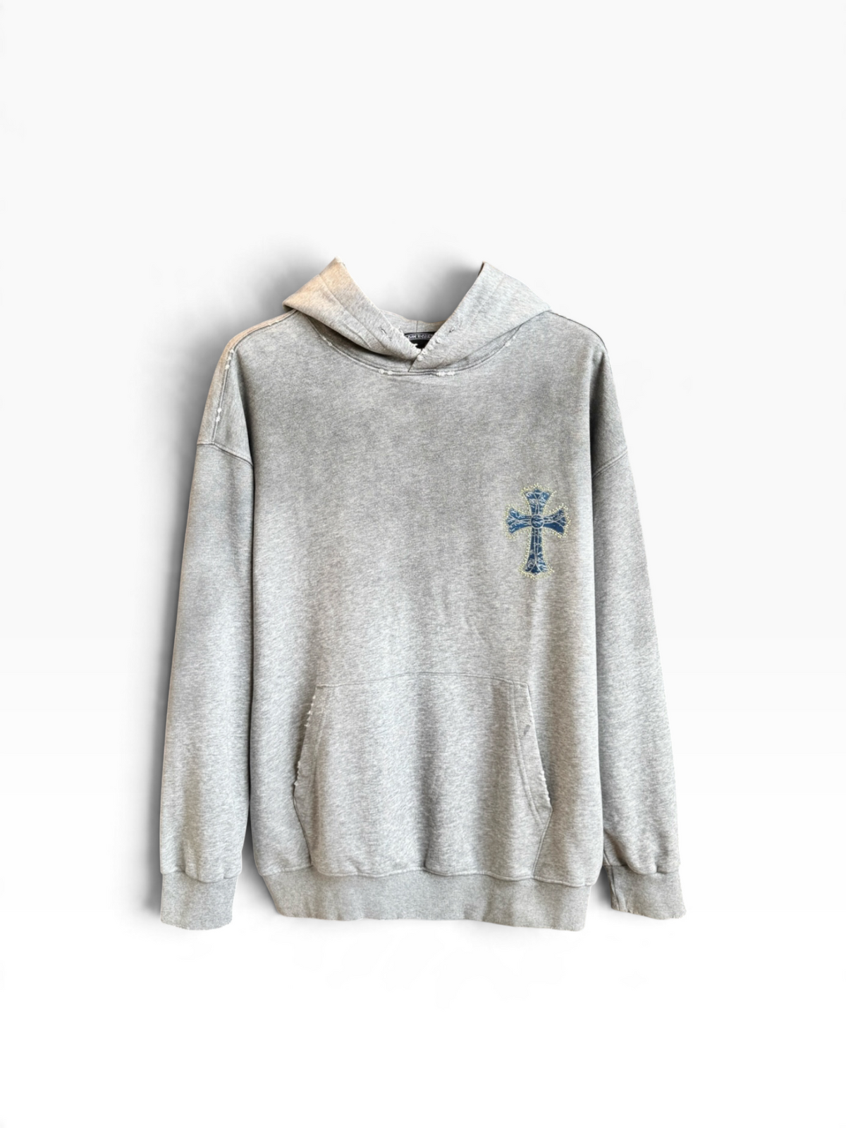 Chrome Hearts Blue Cross Vintage Wash Hoodie – Grey
