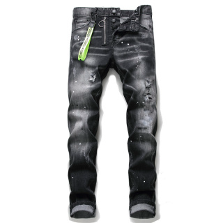 Dsquared2 Black Washed Distressed Slim Fit Jeans