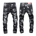 Dsquared2 Black Distressed Paint Splatter Jeans
