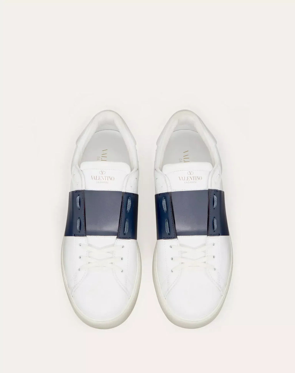 Valentino Garavani Open Sneakers – White/Blue Rockstud