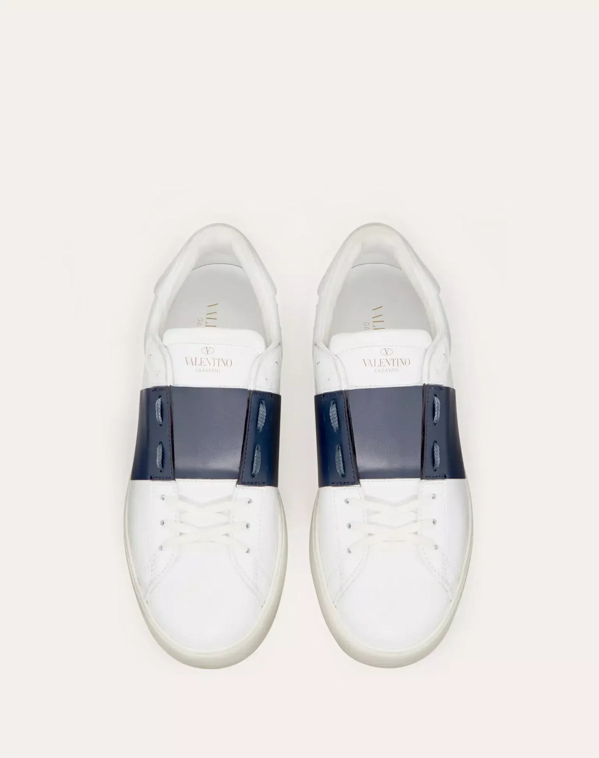 Valentino Garavani Open Sneakers – White/Blue Rockstud