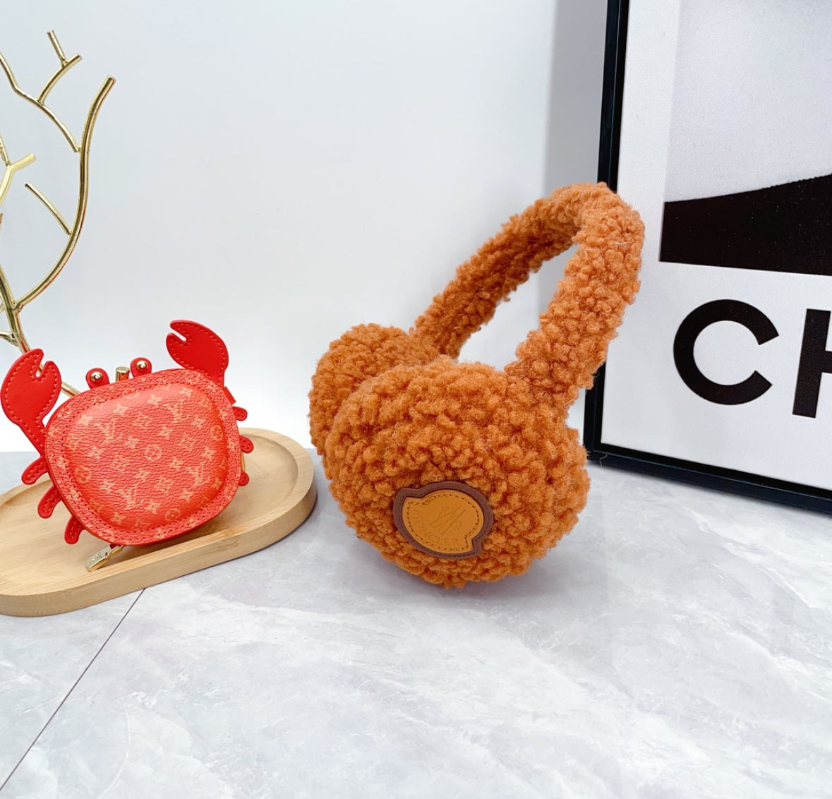 Moncler Teddy Fleece Bunny Earmuffs – Orange