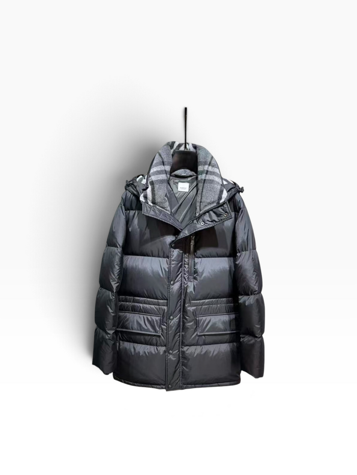 Giacca imbottita Burberry Check con colletto – nera