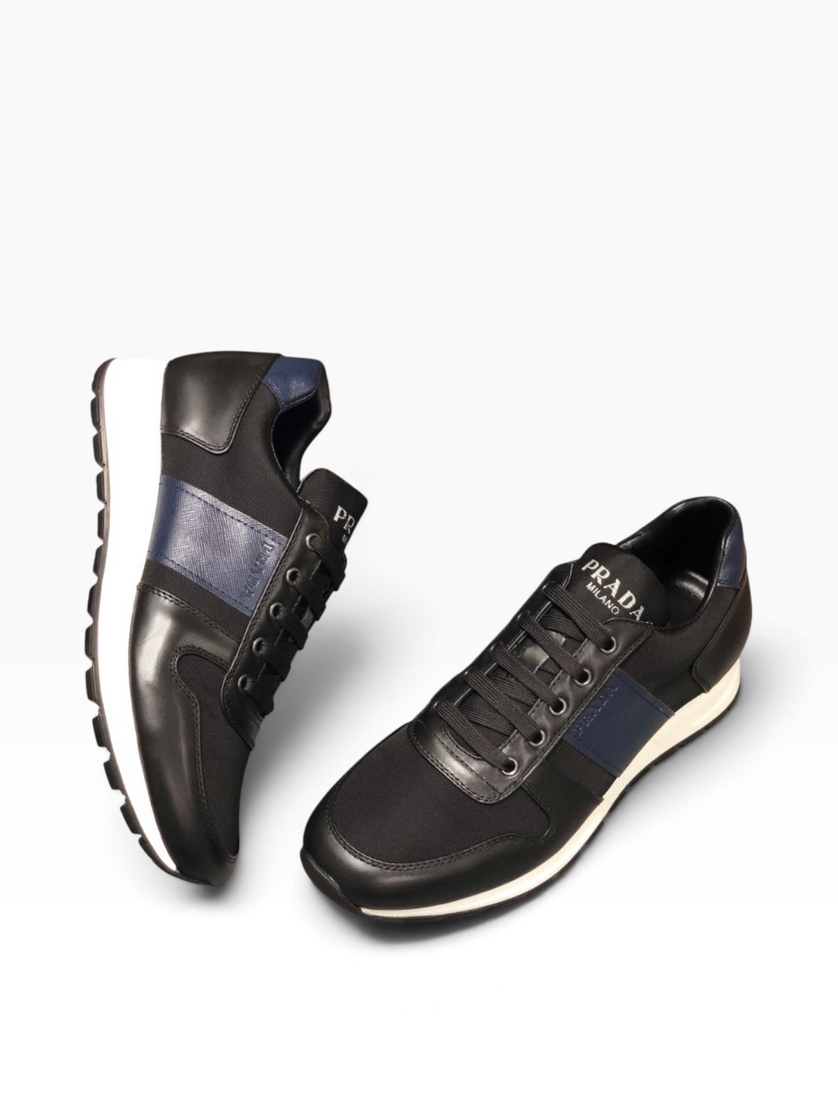 Prada Black & Navy Designer Sneakers