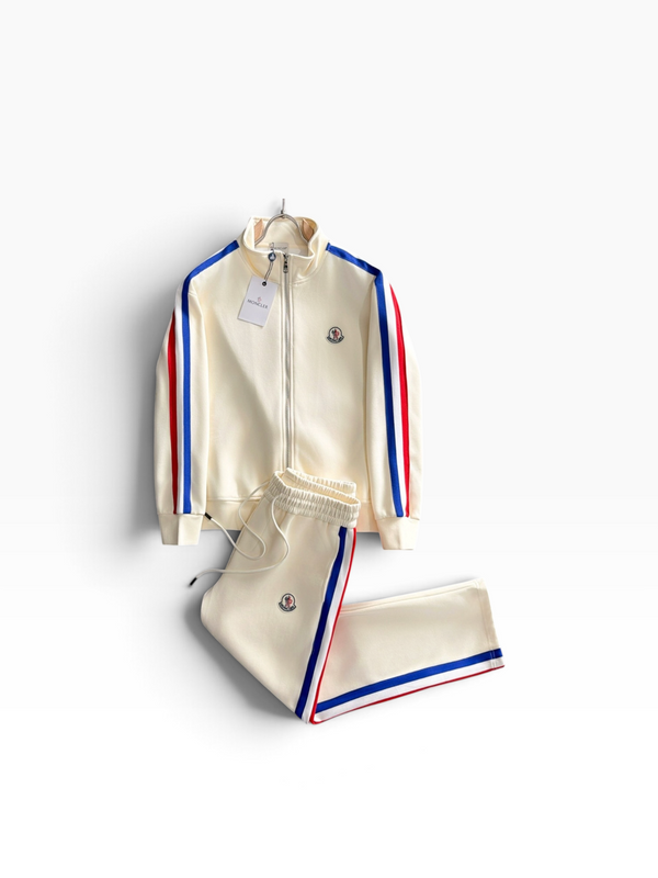 Tuta Moncler color crema tricolore