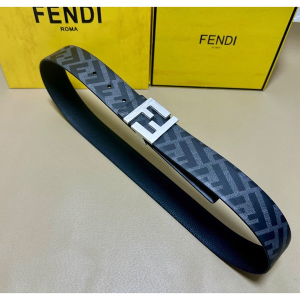 Fendi FF Logo Belt – Black/Grey
