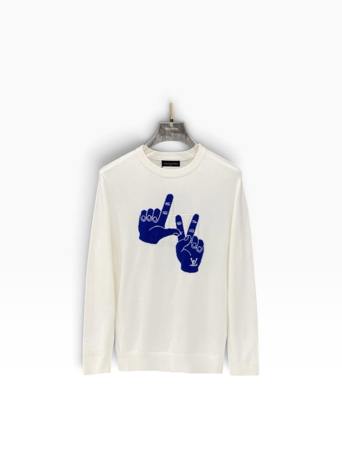 Louis Vuitton Peace Sign Knit Sweater – White/Blue