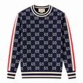 Gucci GG Jacquard & Striped Knit Sweater – Navy/White/Red
