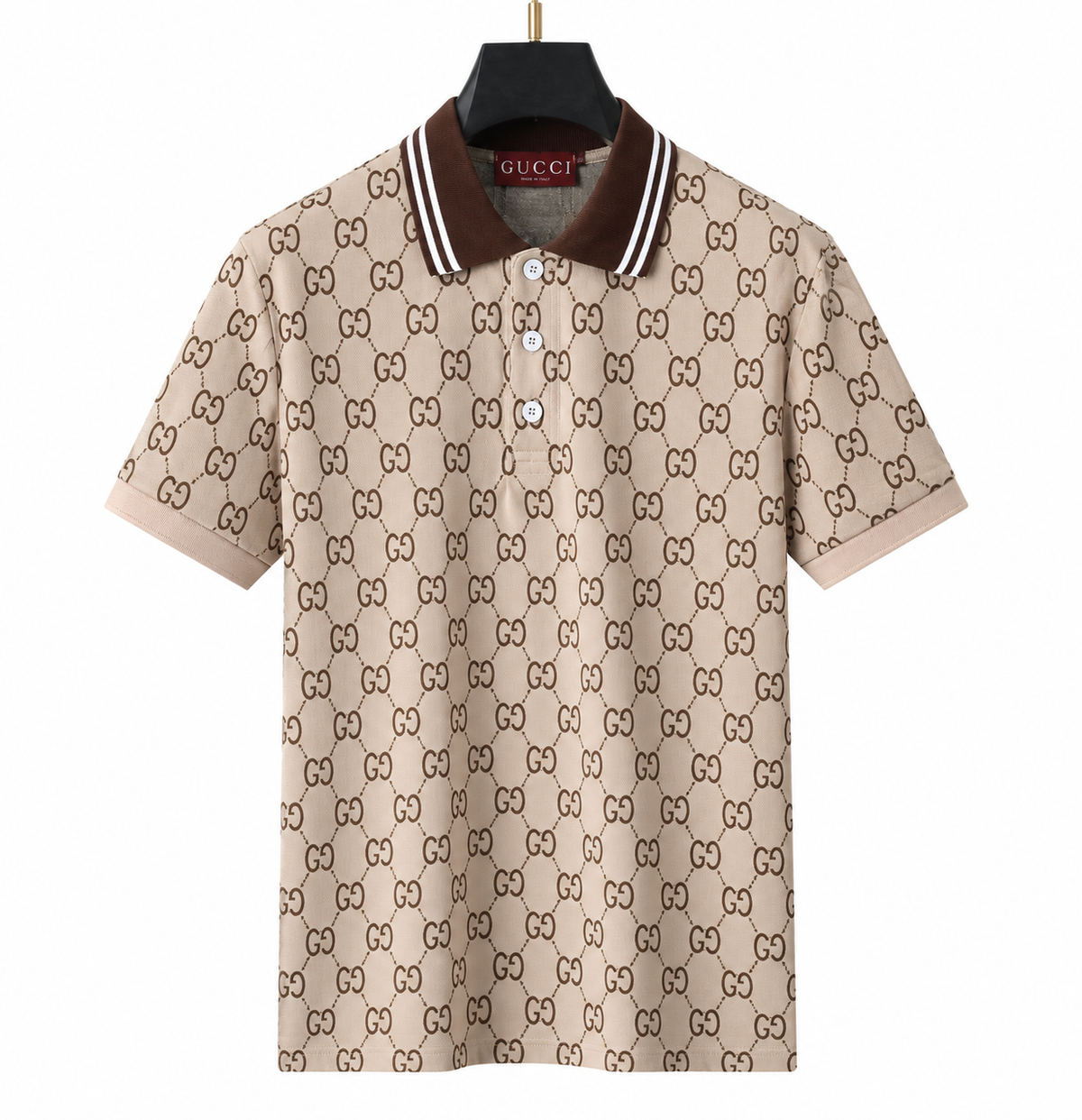 Gucci GG Jacquard Polo Shirt - Beige/Brown