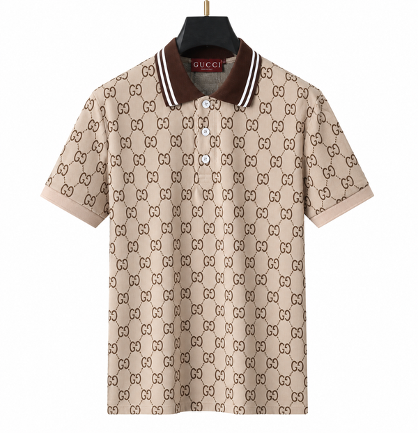 Gucci GG Jacquard Polo Shirt - Beige/Brown