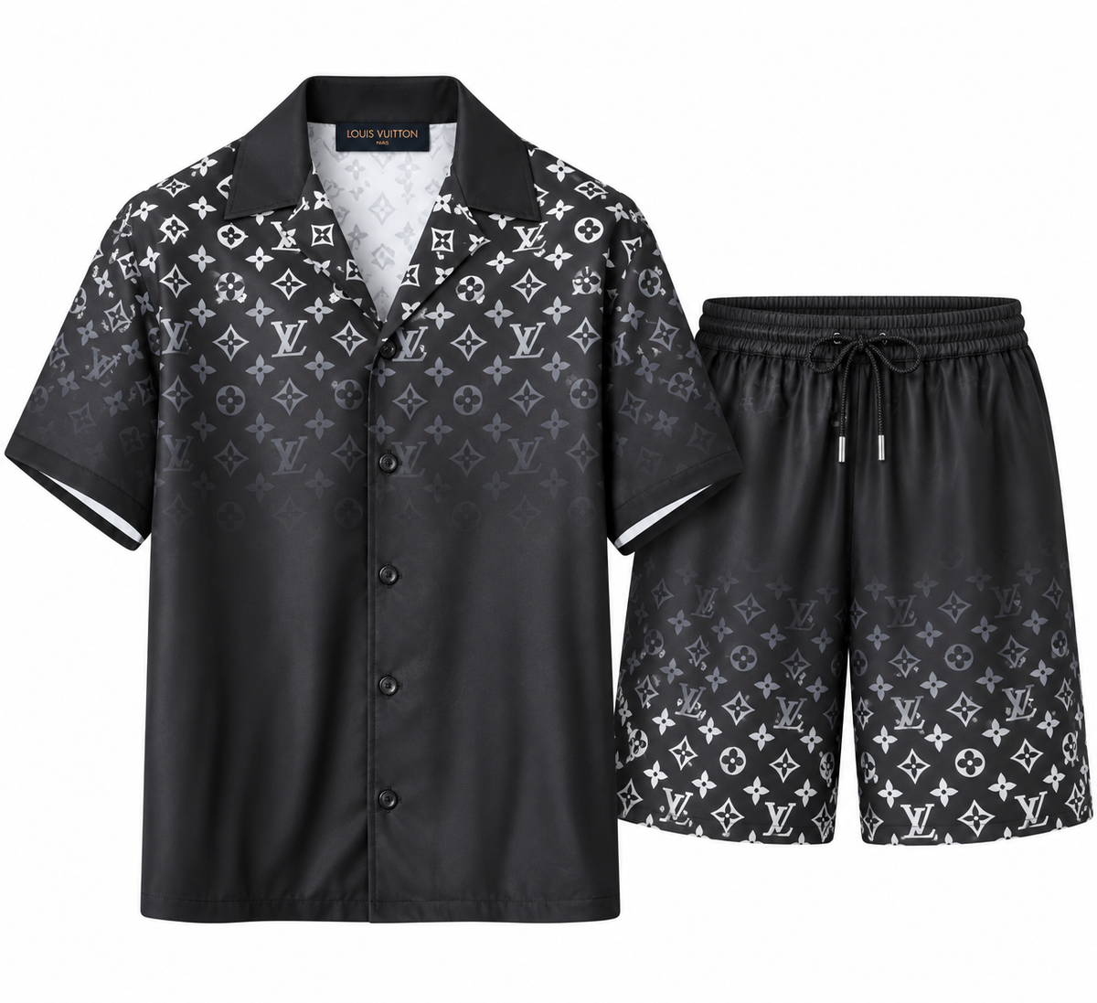 Louis Vuitton Monogram Shirt & Shorts Set – Black/Grey