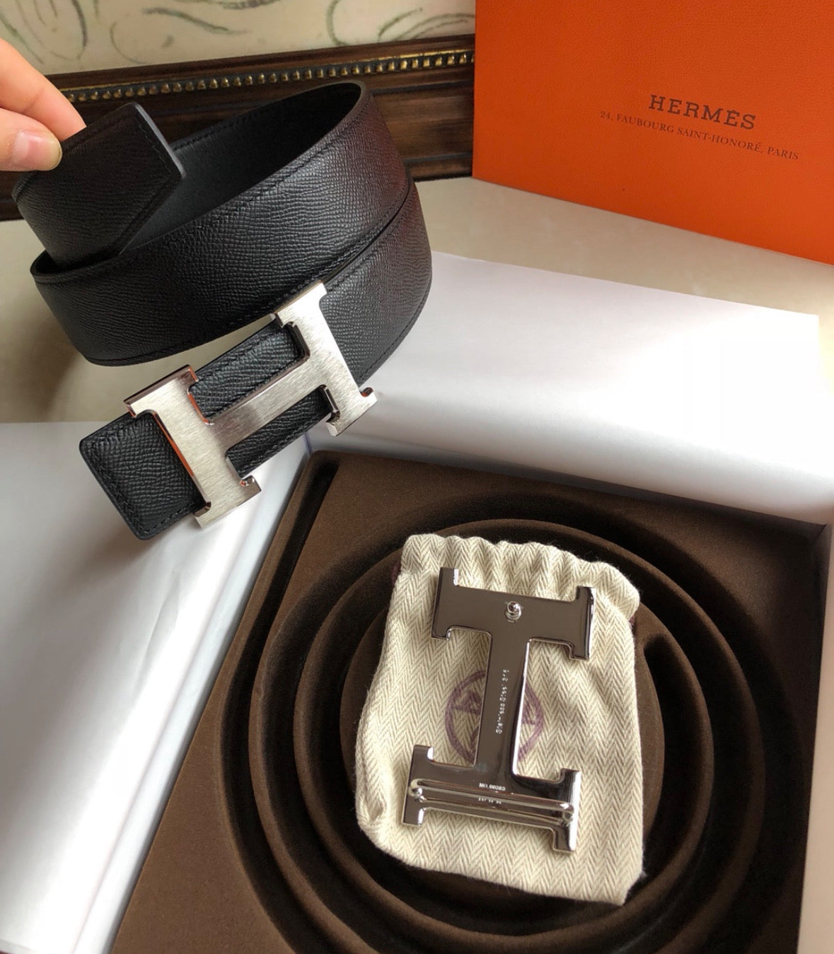 Hermès H Belt – Black