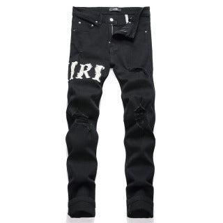 Jeans Amiri neri con stampa logo