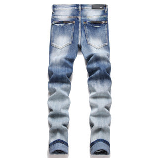 Amiri Blue Palm Tree Distressed Jeans