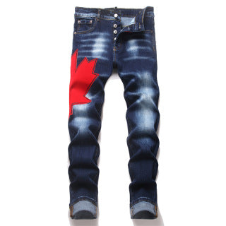 Dsquared2 Red Maple Leaf Blue Jeans