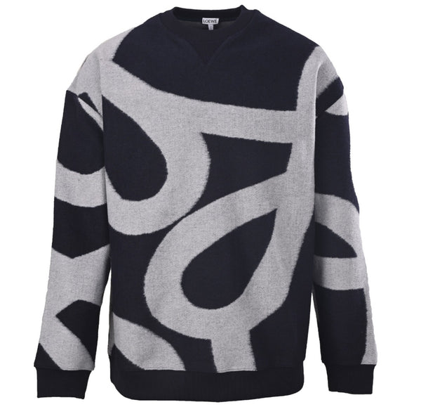 Pull Loewe Anagram en jacquard – Bleu marine/gris