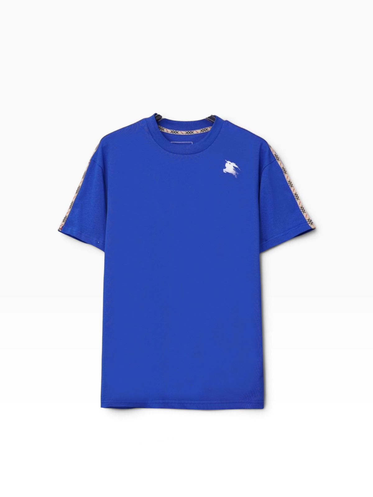 Burberry Check Sleeve T-Shirt – Blue