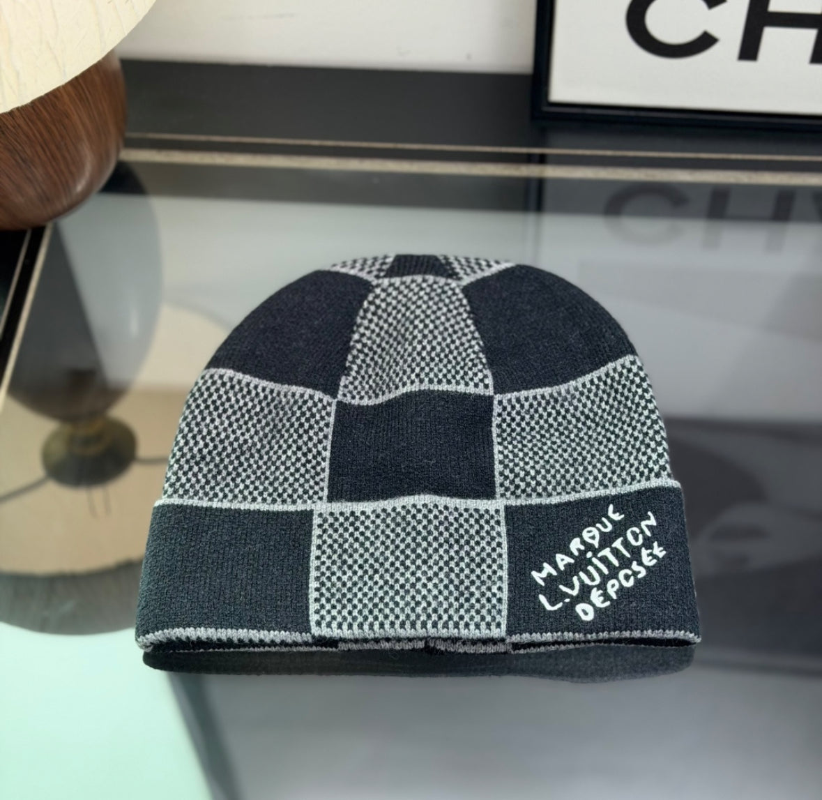 Louis Vuitton Patchwork Knit Beanie – Black/Grey