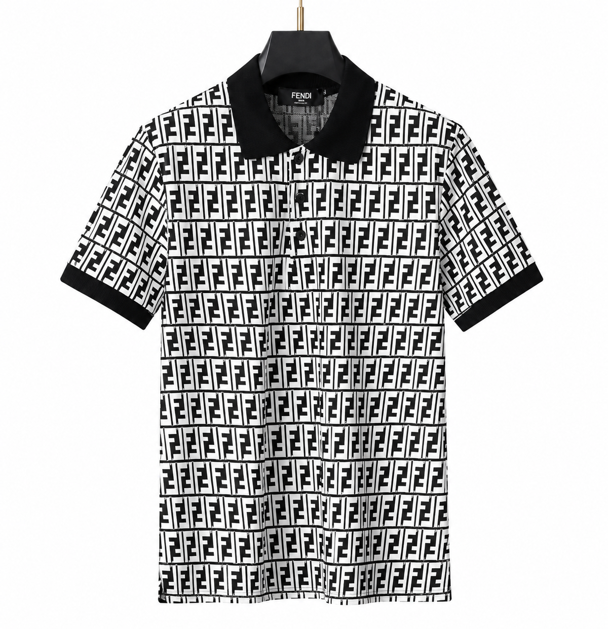 Fendi FF Jacquard Polo Shirt – Black/White