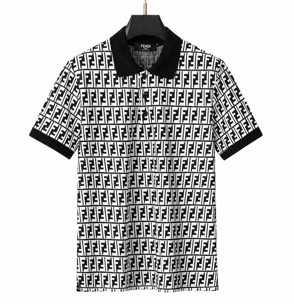 Fendi FF Jacquard Polo Shirt – Black/White