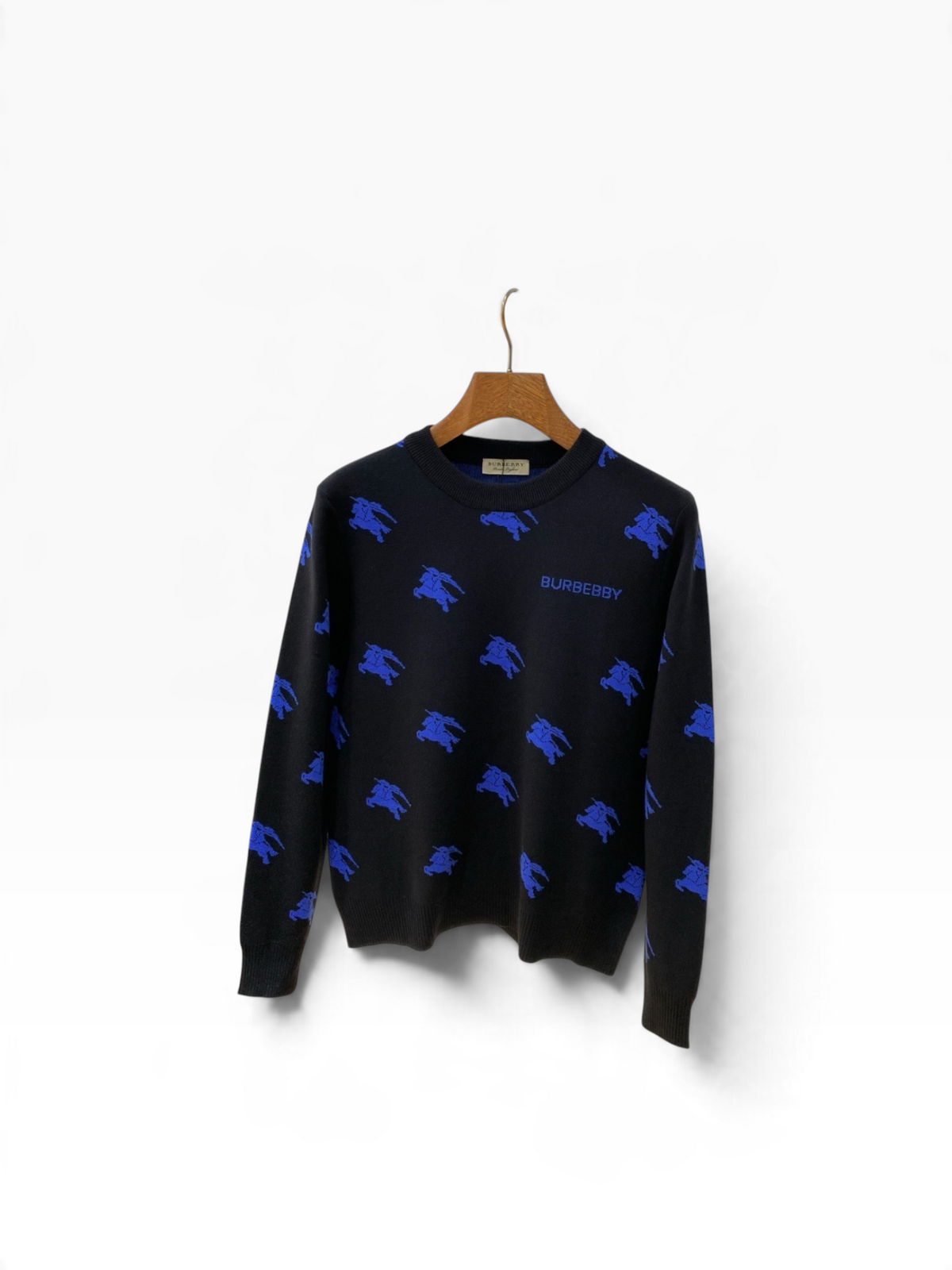 Burberry Equestrian Logo Knit Sweater – Black/Blue