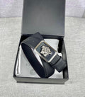 Versace Medusa Greek Key Belt – Black/Silver