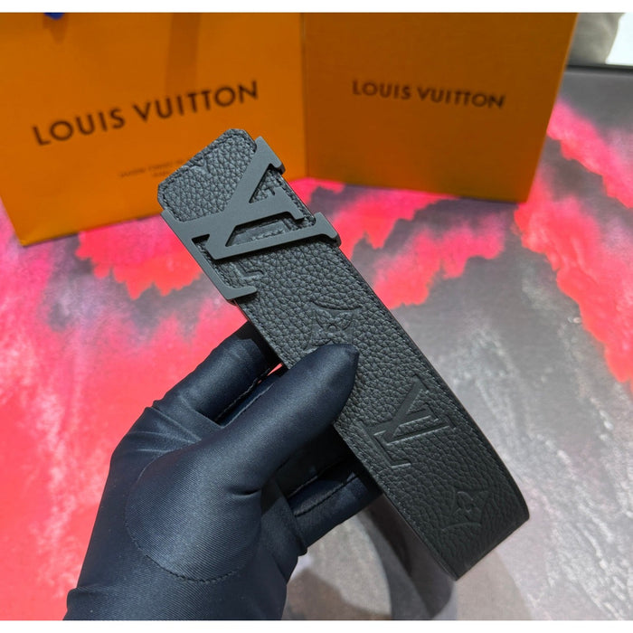 Cintura Louis Vuitton Initiales – Nero/Grigio