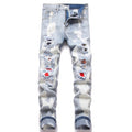 Amiri Light Blue Camouflage Distressed Jeans