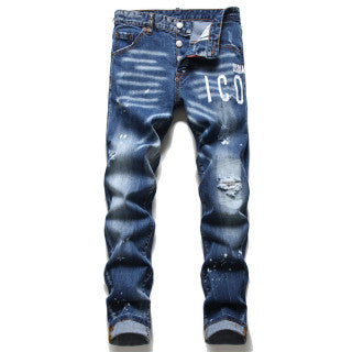 Jean Dsquared2 Blue Icy Logo à effet usé