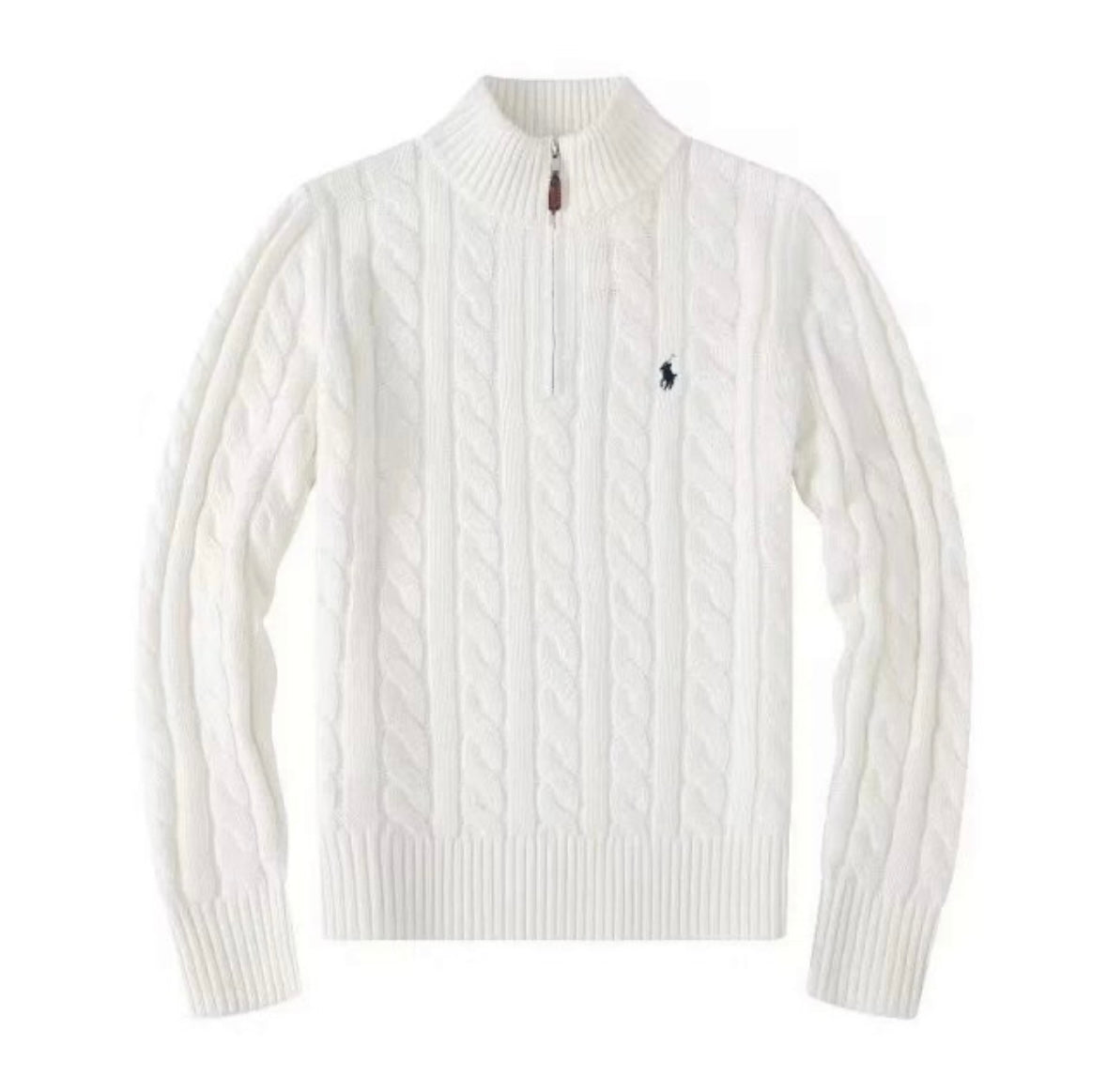 Polo Ralph Lauren Cable-Knit Half-Zip Sweater Vit